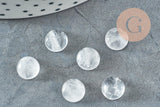 Cabochon rond cristal de roche naturel 8mm, x1 (G5047)
