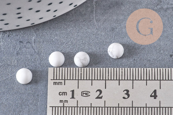 Cabochon rond howlite blanc naturelle 6mm, x1 (G0171)