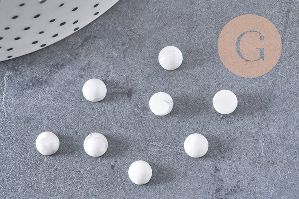 Cabochon rond howlite blanc naturelle 6mm, x1 (G0171)