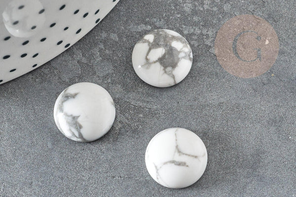 Cabochon rond howlite blanche naturelle 14mm, x1 (G2823)