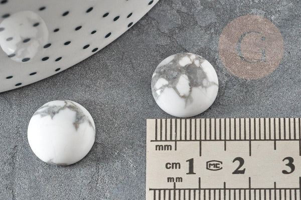 Cabochon rond howlite blanche naturelle 14mm, x1 (G2823)