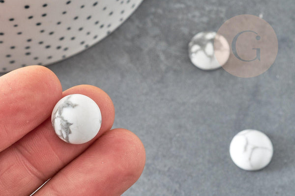 Cabochon rond howlite blanche naturelle 14mm, x1 (G2823)