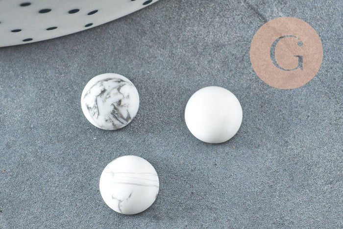 Cabochon rond howlite naturel blanc 8mm, x1 G4809