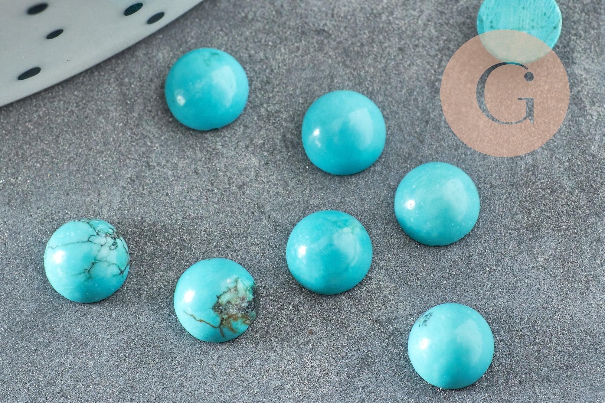 Cabochon rond howlite naturelle turquoise 6mm, x1 (G1010)