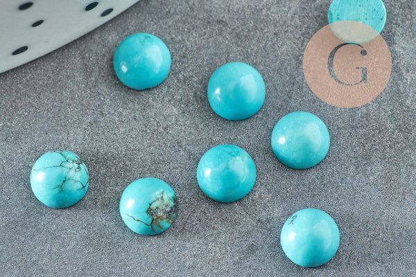 Cabochon rond howlite naturelle turquoise 6mm, x1 (G1010)