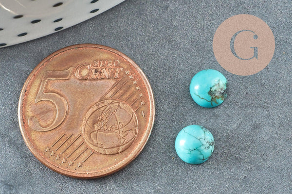 Cabochon rond howlite naturelle turquoise 6mm, x1 (G1010)