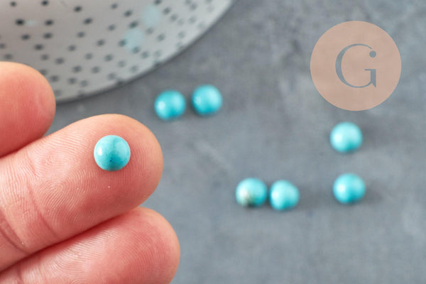 Cabochon rond howlite naturelle turquoise 6mm, x1 (G1010)