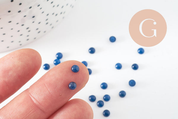 Cabochon rond jade naturel bleu 4mm, x1 (G9967)