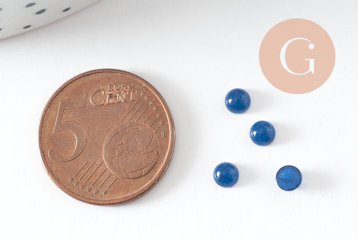 Cabochon rond jade naturel bleu 4mm, x1 (G9967)