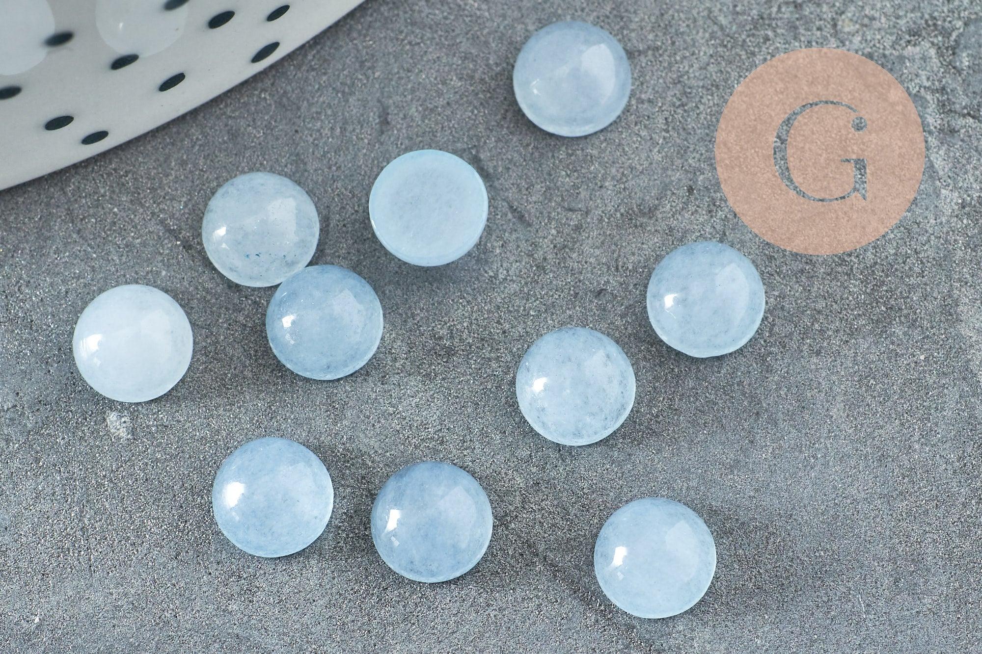 Cabochon rond jade naturel bleu ciel 6mm, x1 (G1606)