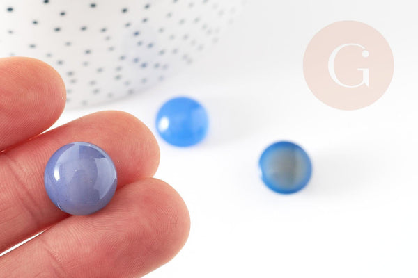 Cabochon rond jade naturel bleu roi 14mm, x1 (G5061)