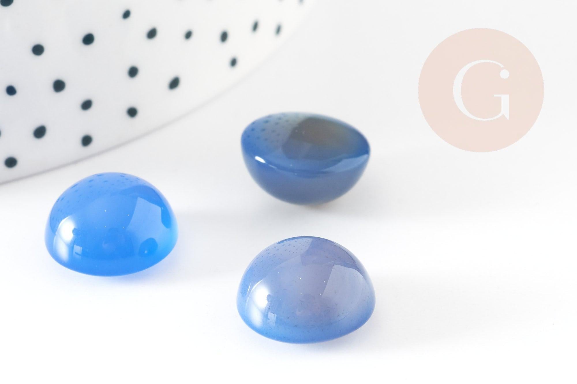 Cabochon rond jade naturel bleu roi 14mm, x1 (G5061)