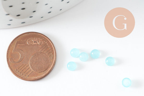 Cabochon rond jade naturel bleu turquoise clair 4mm, x1 (G9958)
