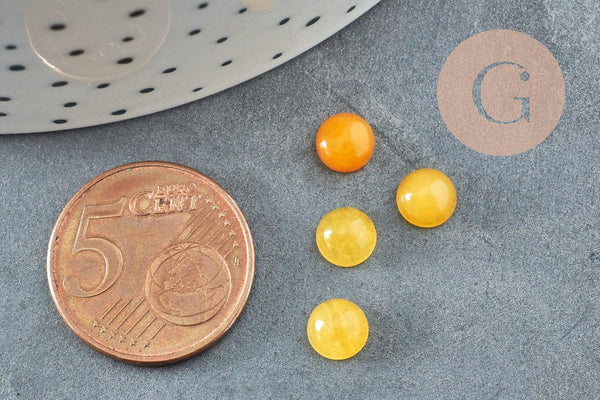 Cabochon rond jade naturel jaune 6mm, x1 (G0548)