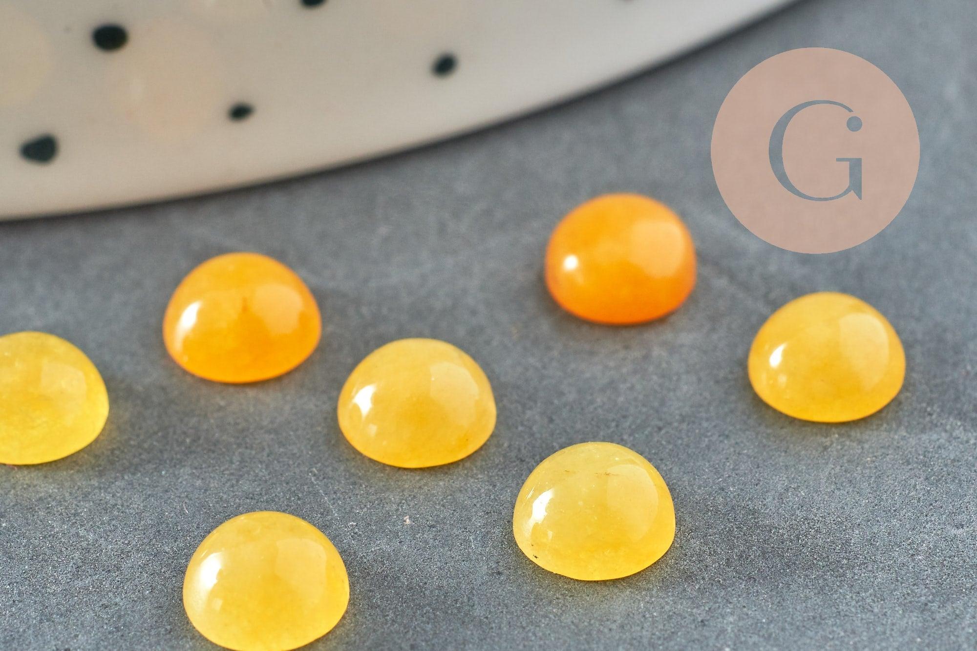 Cabochon rond jade naturel jaune 6mm, x1 (G0548)