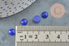 Cabochon rond jade naturel teinté bleu roi 6mm, x1 (G8694)