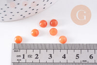 Cabochon rond jade naturel teinté orange 6mm, x1 (G2008)