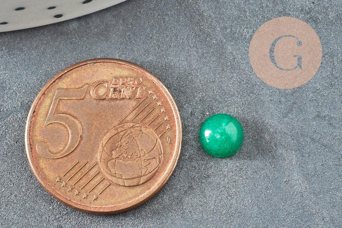 Cabochon rond jade naturel vert rond 6mm, x1 (G1587)