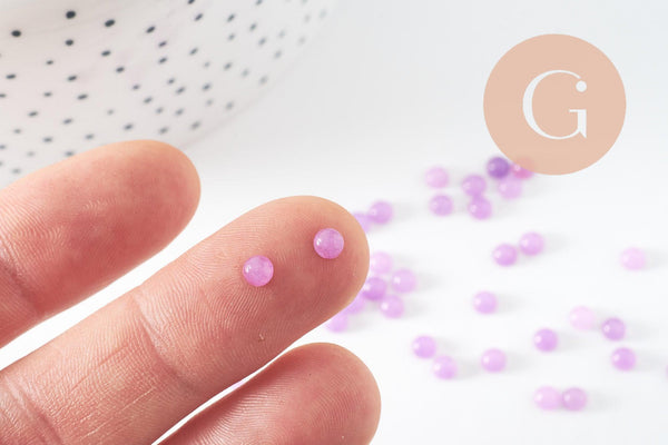 Cabochon rond jade naturel violet clair 4mm, x1 (G9948)