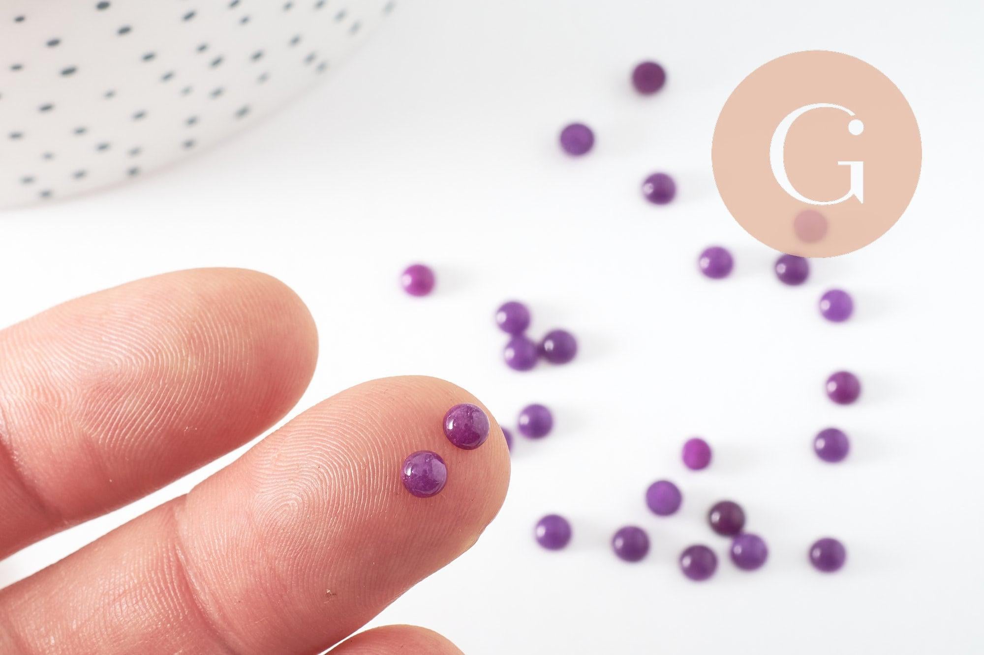 Cabochon rond jade naturel violet foncé 4mm, x1 (G9947)