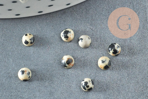 Cabochon rond jaspe dalmatien naturel 4mm, x1 (G2973)