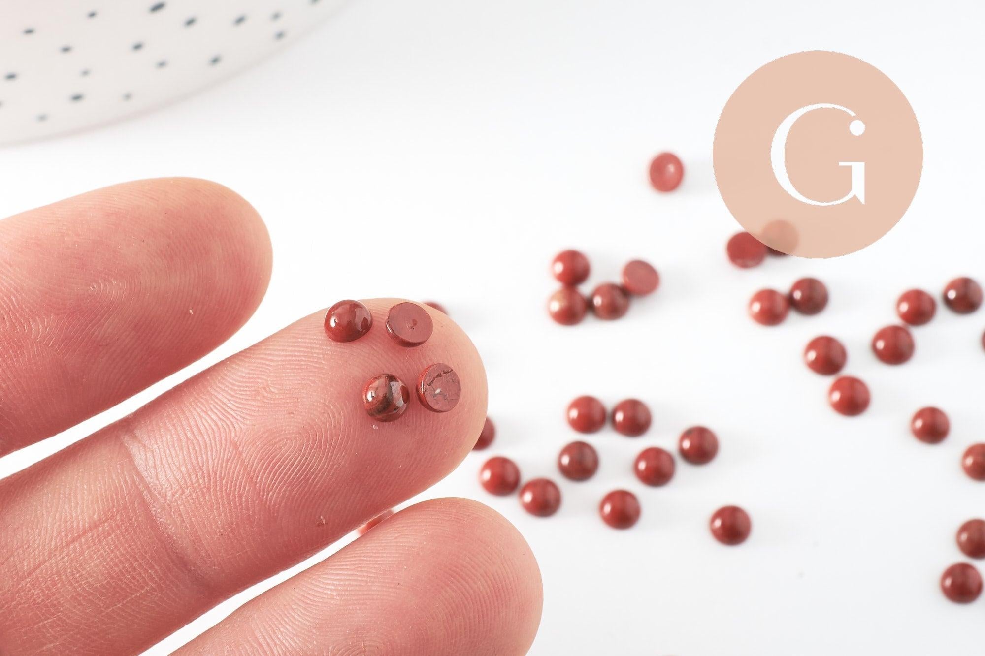 Cabochon rond jaspe rouge naturel 4mm, x1 (G10036)