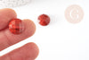 Cabochon rond jaspe rouge naturel à facettes 14.5mm, x1 (G1857)