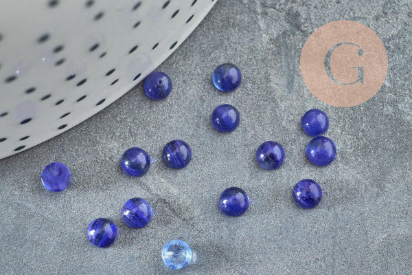 Cabochon rond kyanite cianyte bleue naturelle 4mm, x1 (G2970)