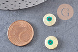 Cabochon rond nacre blanche mauvais oeil 10mm, x10 (G1058)