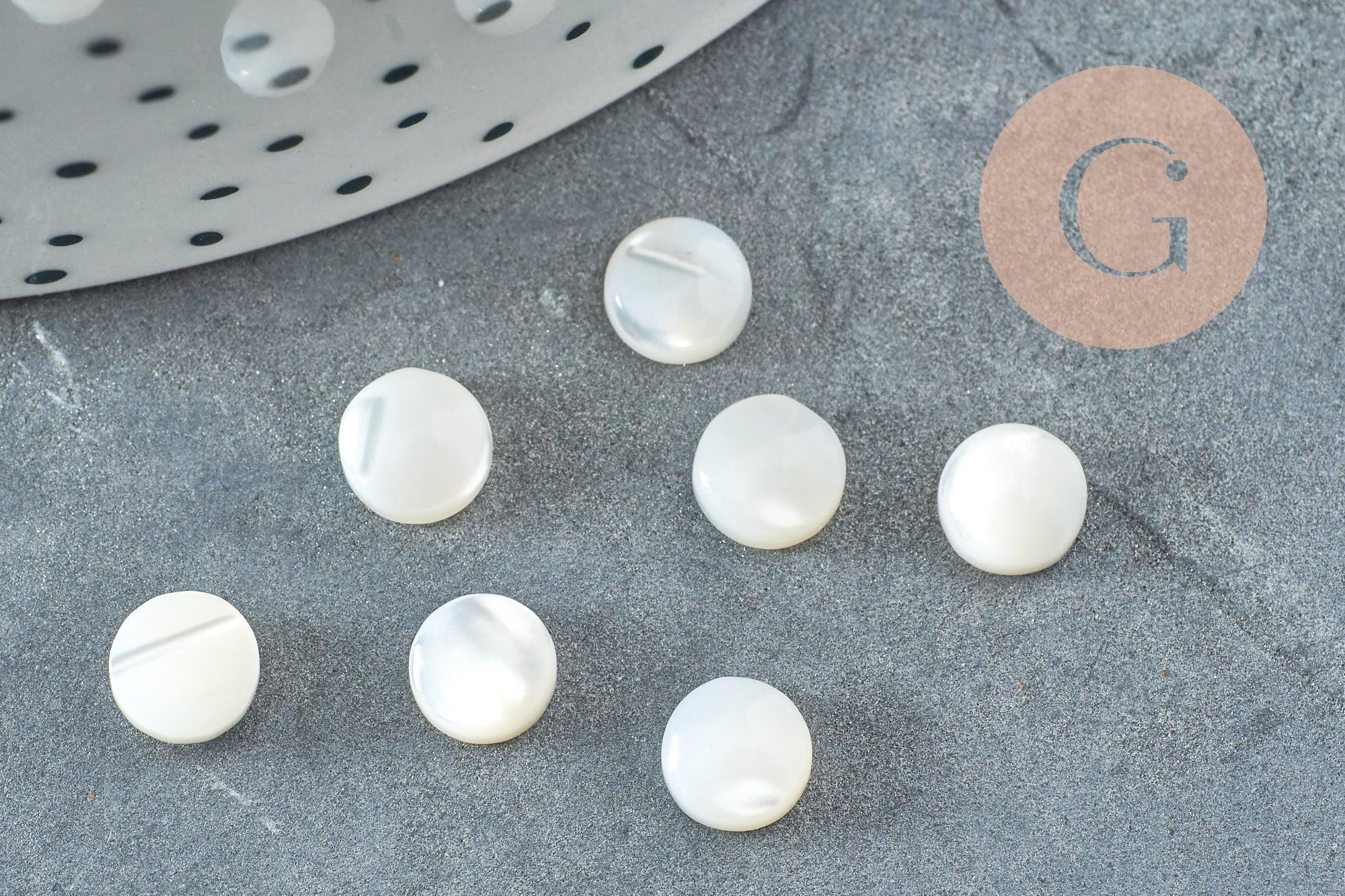 Cabochon rond nacre blanche naturelle 6-6.5mm, x1 (G2715)
