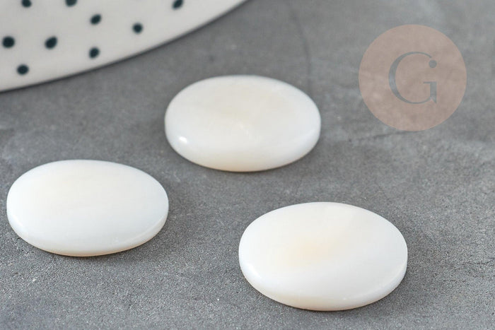 Cabochon rond nacre naturelle blanche 18-19mm, x1 (G2953)