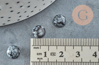 Cabochon rond obsidienne neige naturelle 8mm, x1 (G0421)