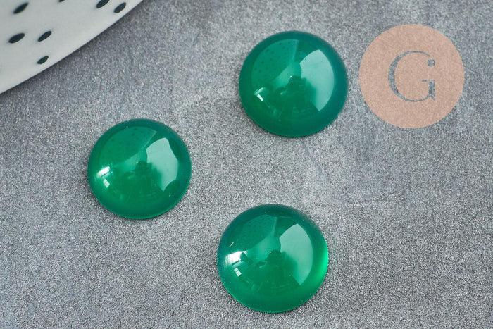 Cabochon rond onyx vert 10mm, x1 (G8676)