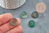 Cabochon rond onyx verte naturelle 14.5-15.5mm, x1 (G9572)