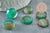 Cabochon rond onyx verte naturelle 14.5-15.5mm, x1 (G9572)