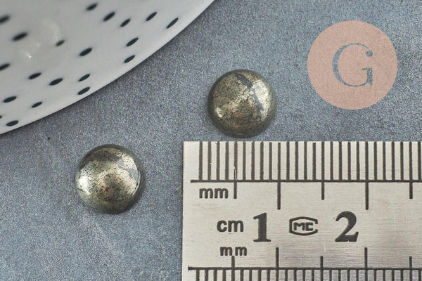 Cabochon rond pyrite grise naturelle 8mm, x1 (G0766)