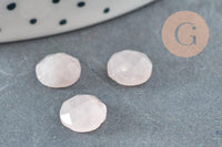 Cabochon rond quartz rose à facettes 8mm, x1 (G5637)