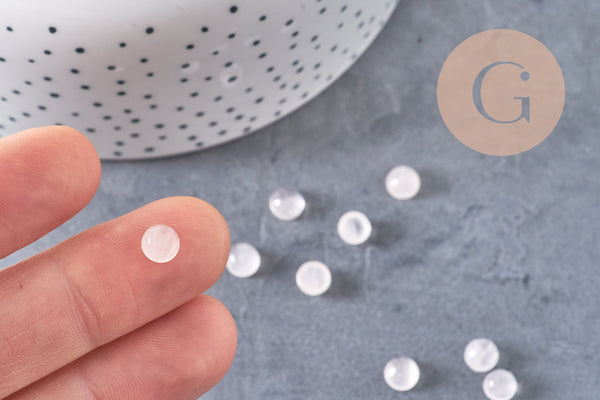 Cabochon rond quartz rose naturel 6mm, x1 (G4756)