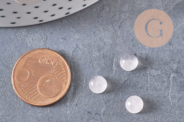Cabochon rond quartz rose naturel 6mm, x1 (G4756)