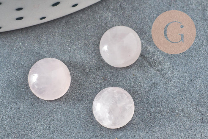 Cabochon rond quartz rose naturel 8mm, x1 (G8652)
