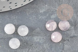Cabochon rond quartz rose naturel à facettes 7.5mm, x1 (G9375)