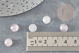 Cabochon rond quartz rose naturel à facettes 7.5mm, x1 (G9375)