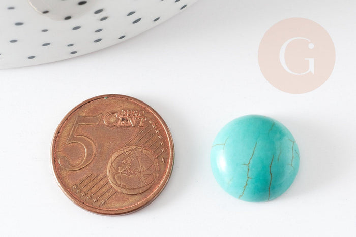 Cabochon rond turquoise naturelle 15mm, x1 (G2554)