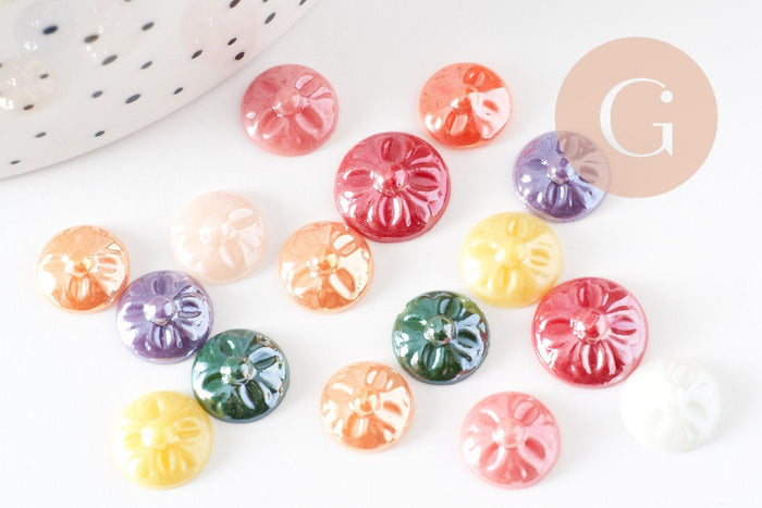Cabochon rond verre irisé multicolore 10mm, x20 (G1807)