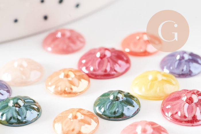 Cabochon rond verre irisé multicolore 10mm, x20 (G1807)