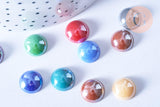 Cabochon rond verre irisé multicolore 12mm, x10 (G8703)