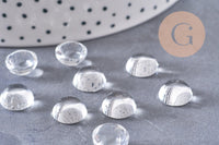 Cabochon rond verre transparent 10mm, x5 (G10485)