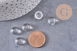 Cabochon rond verre transparent 10mm, x5 (G10485)