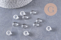 Cabochon rond verre transparent 10mm, x5 (G10485)