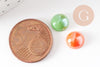 Cabochon rond vert irise multicolore 9mm, x20 (G0128)